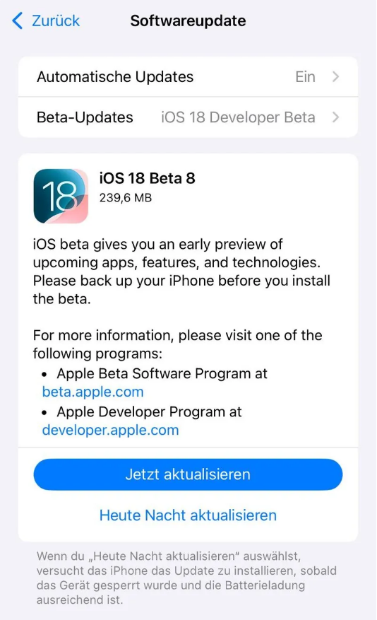 海盐苹果手机维修分享苹果 iOS / iPadOS 18 开发者预览版 Beta 8 发布 