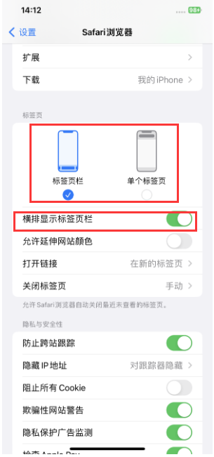 海盐苹果手机维修分享Safari浏览器如何切换标签栏位置 