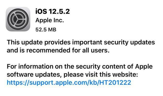 海盐苹果手机维修分享iOS12.5.2发布，建议所有老苹果用户安装 